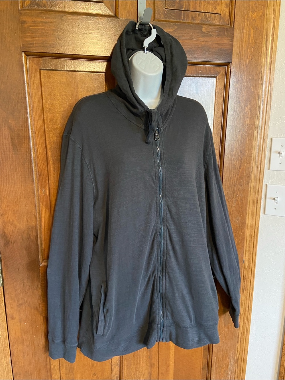 Faherty Slub Organic Cotton relaxed fit a full-front zipper drawstring hoodie XL